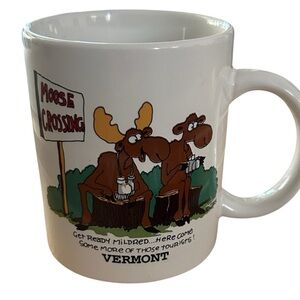 Vermont Moose Crossing White Mug coffee tea ceramic mug humorous